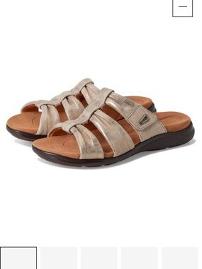 Clarks Artisan Kitly Slide Sandals 8.5 Wide Metallic Leather Comfort NEW